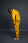 Men's Sunshine Set With Leather Stack Pants [Yellow]