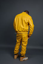 Men's Sunshine Set With Leather Stack Pants [Yellow]