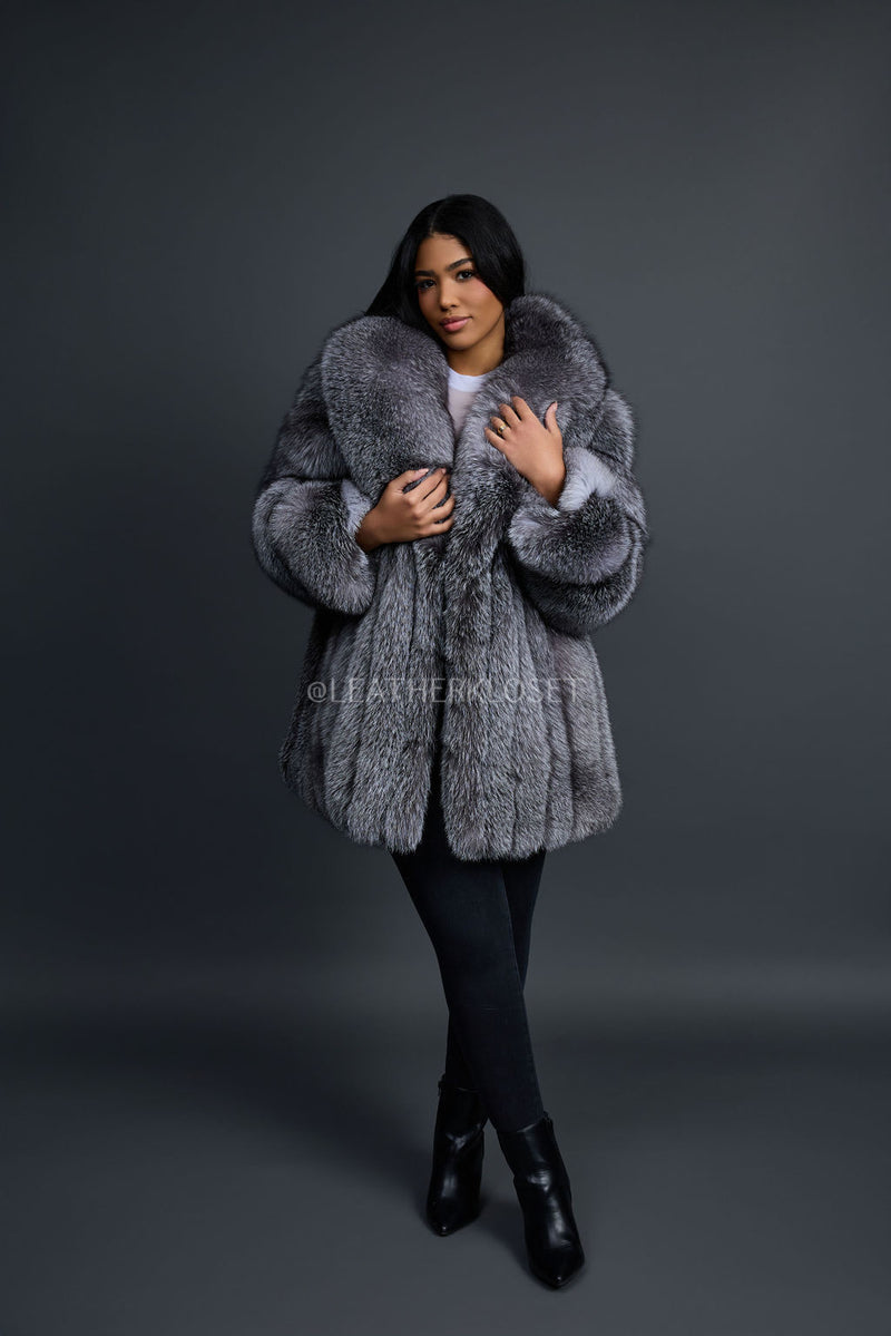Women's Full Skin Fox Stroller [Silver]