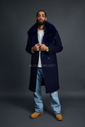 Men's Ambassador Cashmere Trench Coat With Fox Collar [Navy]