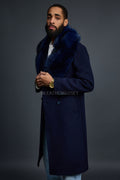 Men's Ambassador Cashmere Trench Coat With Fox Collar [Navy]