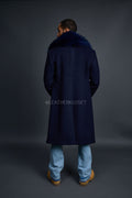 Men's Ambassador Cashmere Trench Coat With Fox Collar [Navy]