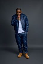 Men's Sunshine Set With Leather Stack Pants [Navy]