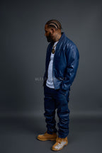 Men's Sunshine Set With Leather Stack Pants [Navy]