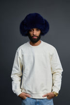 Unisex Fox Fur Russian Hat [Navy]