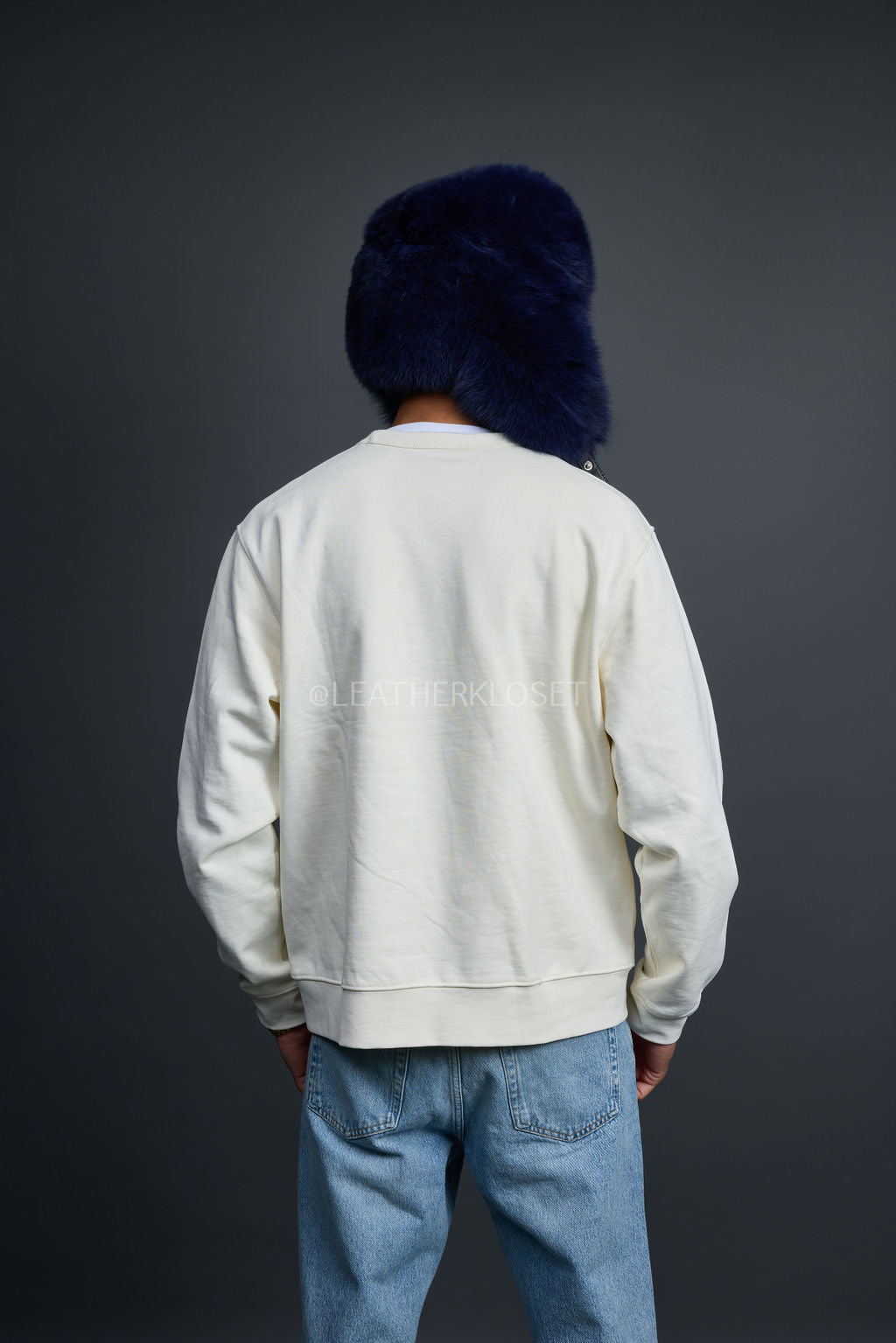 Unisex Fox Fur Russian Hat [Navy]