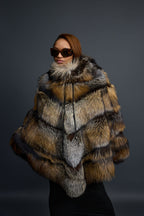 Women's Fox Fur Poncho [Cross Fox]