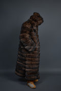 Men's Fox Fur Long Trench Coat [Brown]