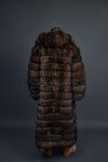 Men's Fox Fur Long Trench Coat [Brown]