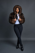 Women’s Crop Fox Bomber With Hood