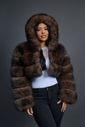 Women’s Crop Fox Bomber With Hood