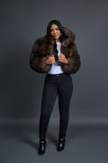 Women’s Crop Fox Bomber With Hood