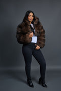 Women’s Crop Fox Bomber With Hood