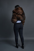 Women’s Crop Fox Bomber With Hood