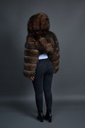 Women’s Crop Fox Bomber With Hood
