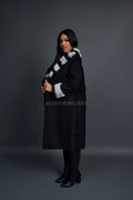 Women's Cashmere Trench Coat With Rex Trimming [Black]