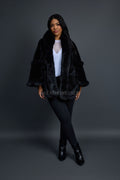 Women's Mink Poncho [Black]