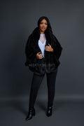 Women's Mink Poncho [Black]