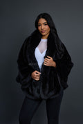 Women's Mink Poncho [Black]