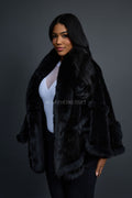 Women's Mink Poncho [Black]