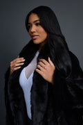 Women's Mink Poncho [Black]