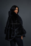 Women's Mink Poncho [Black]