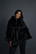 Women's Mink Poncho [Black]