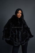 Women's Mink Poncho [Black]