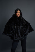 Women's Mink Poncho [Black]