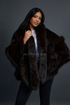Women's Mink Poncho [Brown]