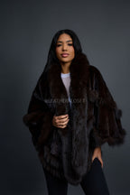 Women's Mink Poncho [Brown]
