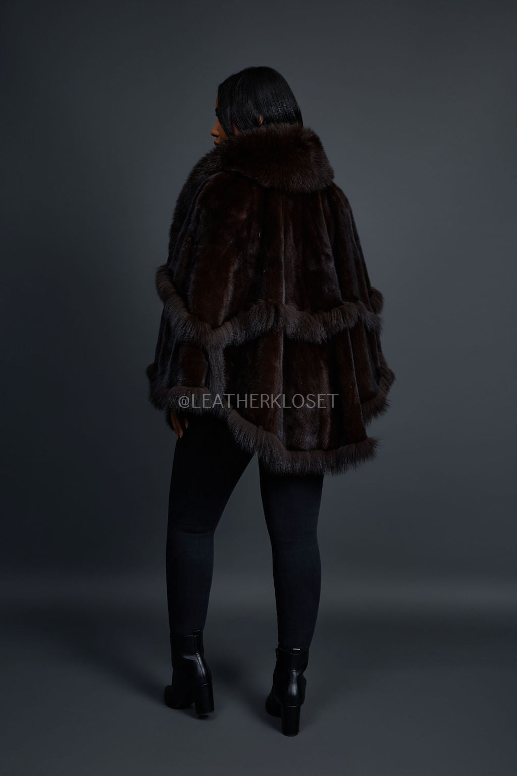 Women's Mink Poncho [Brown]
