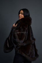 Women's Mink Poncho [Brown]