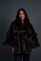 Women's Mink Poncho [Brown]