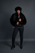 Women's Eva Full Skin Fox Bomber [Black]