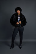 Women's Eva Full Skin Fox Bomber [Black]