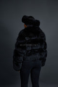 Women's Eva Full Skin Fox Bomber [Black]