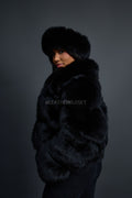 Women's Eva Full Skin Fox Bomber [Black]