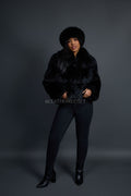 Women's Eva Full Skin Fox Bomber [Black]