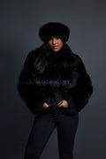 Women's Eva Full Skin Fox Bomber [Black]