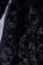 Men's Mink with Fox Fur Bomber Jacket [Black]
