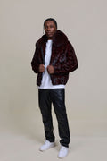 Men's Mink with Fox Fur Bomber Jacket [Wine]