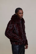 Men's Mink with Fox Fur Bomber Jacket [Wine]
