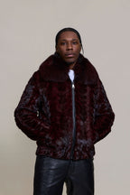Men's Mink with Fox Fur Bomber Jacket [Wine]