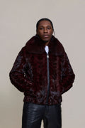 Men's Mink with Fox Fur Bomber Jacket [Wine]