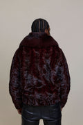 Men's Mink with Fox Fur Bomber Jacket [Wine]