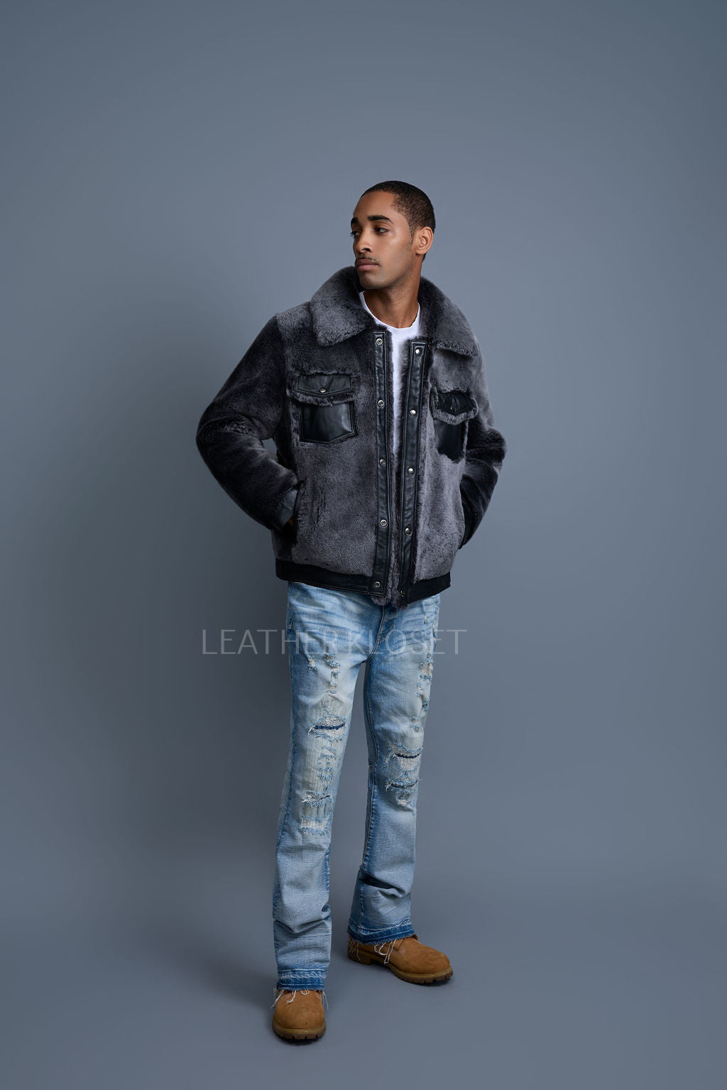 Men's Shepherd 2.0 Mouton Shearling Jacket [Shadow Black]