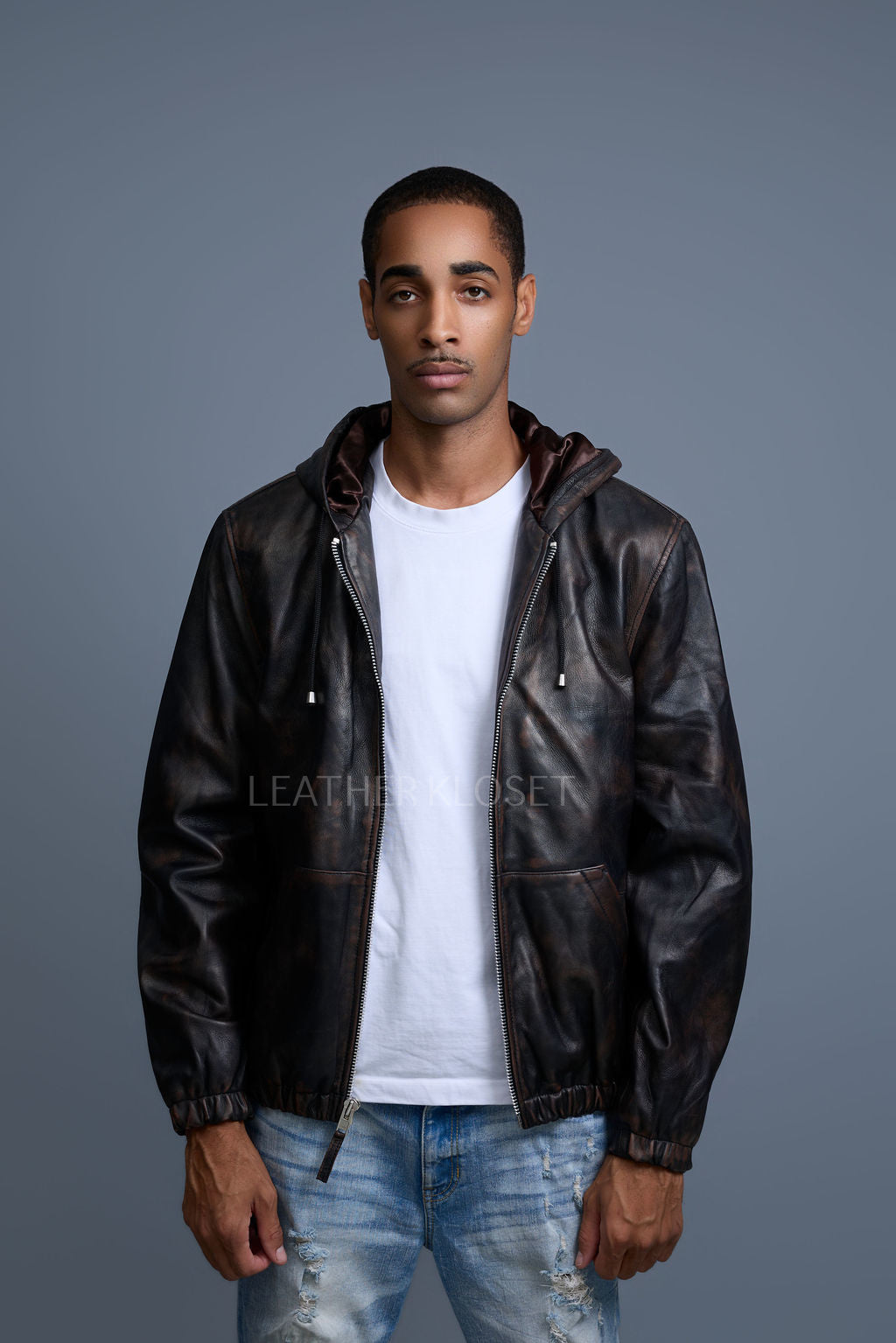 Men's Leather Hoodie [Copper]