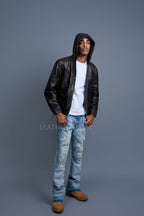 Men's Leather Hoodie [Copper]