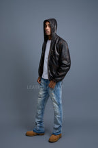 Men's Leather Hoodie [Copper]